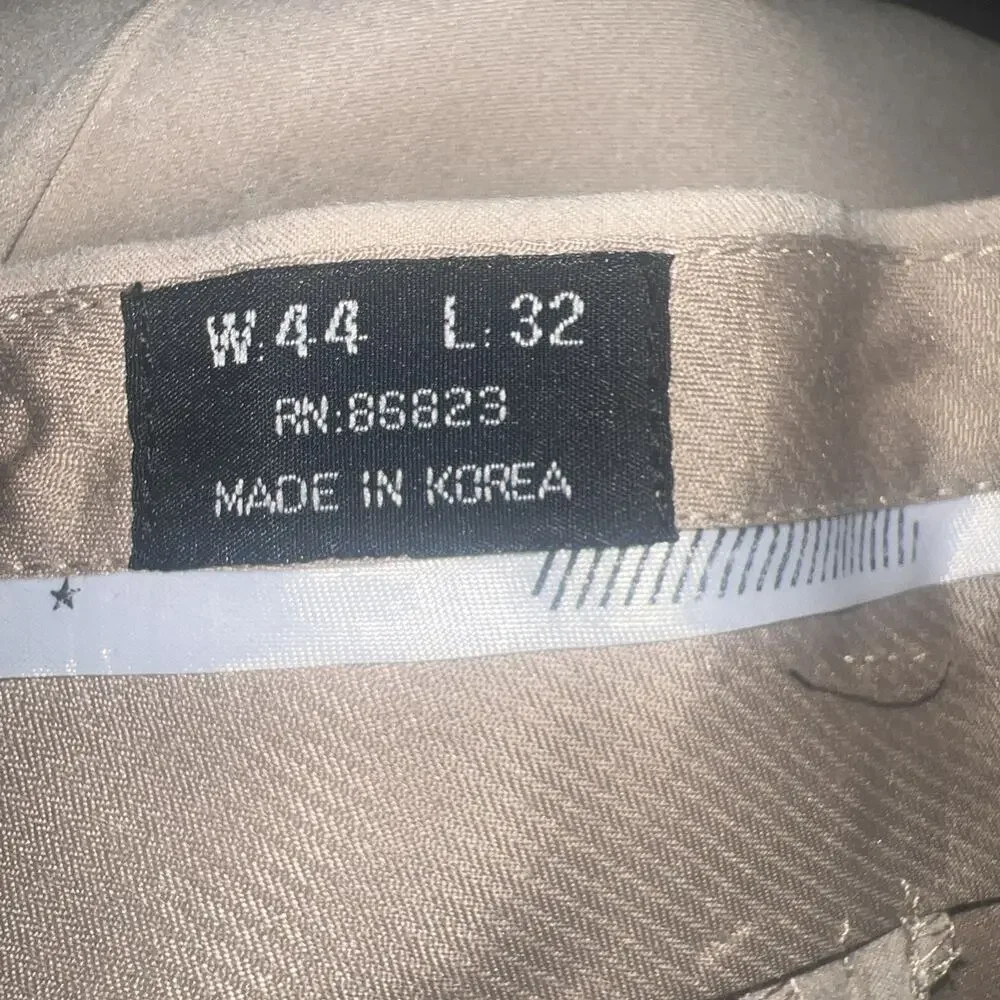 Bergamo New York Dress Pants Beige Pleated Korea Vintage Style Poly Suede 44x32